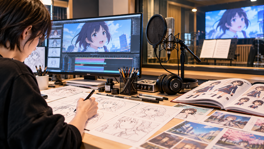 Hands-on Japanese pop culture experience with anime creation and voice ac
