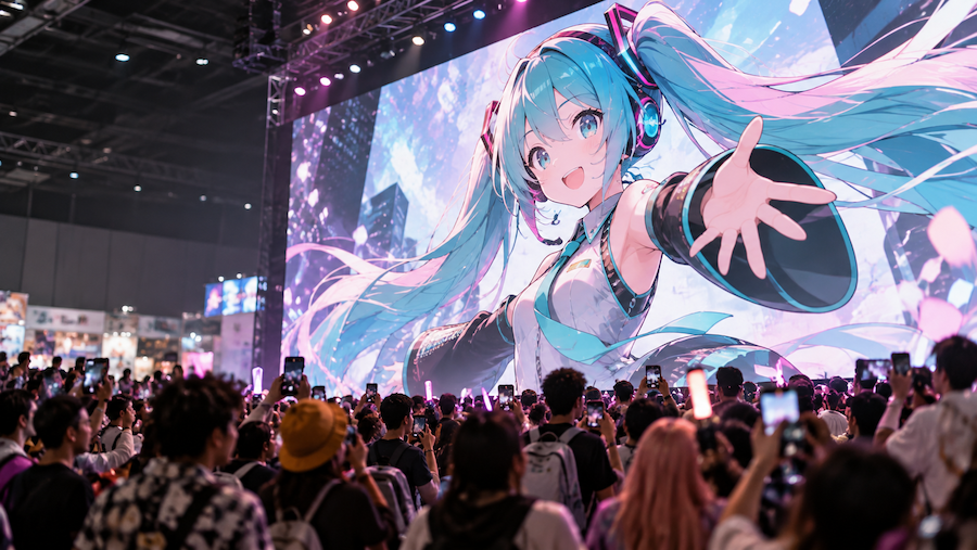 International fans enjoying Japanese pop culture at an anime event