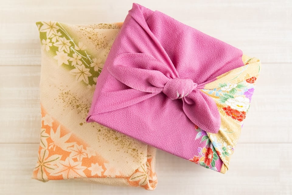Traditional furoshiki wrapping