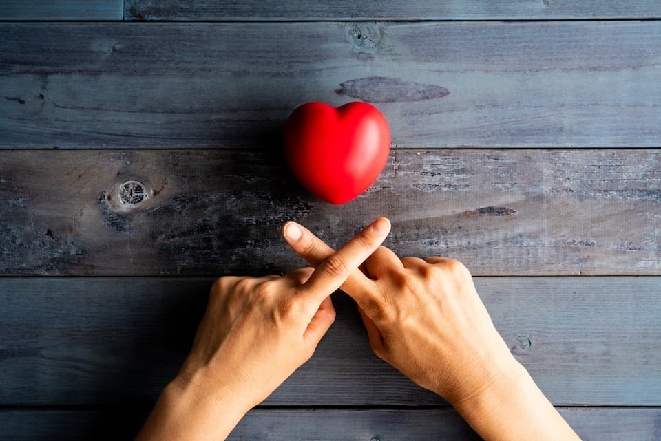 Hand gesture with a heart