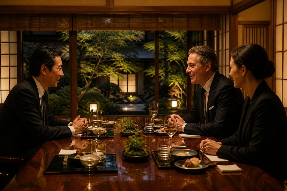Small group, guests, geisha