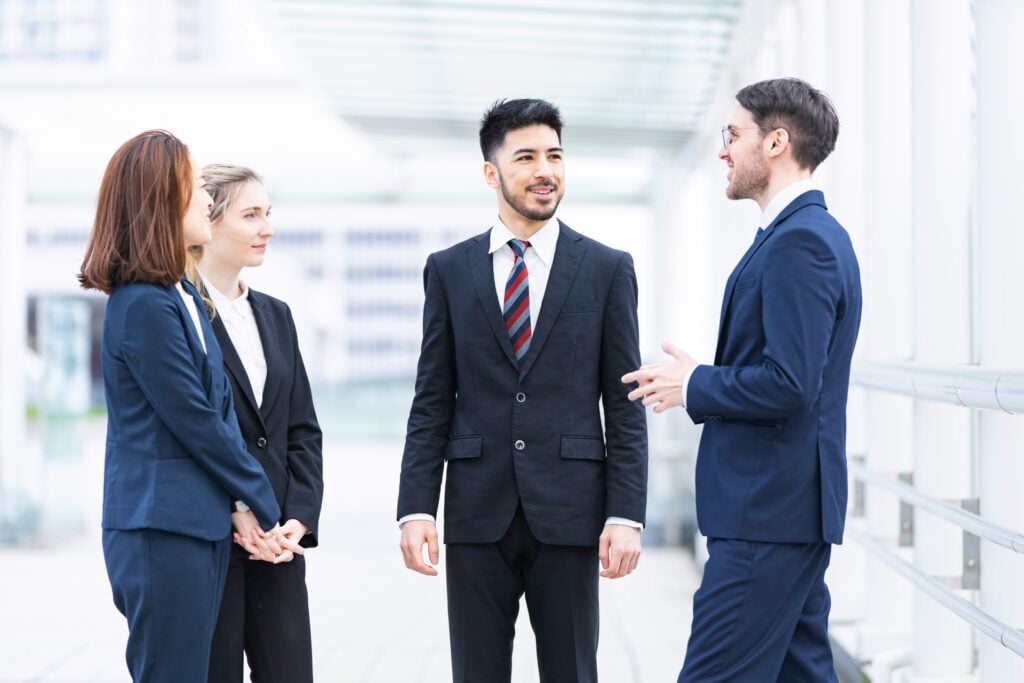 Event planners discussing a corporate program for Japan