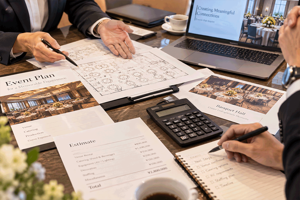 Planning and comparing costs for a gala dinner in Tokyo