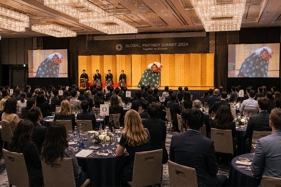 Japanese cultural performance for a large corporate group event in Tokyo