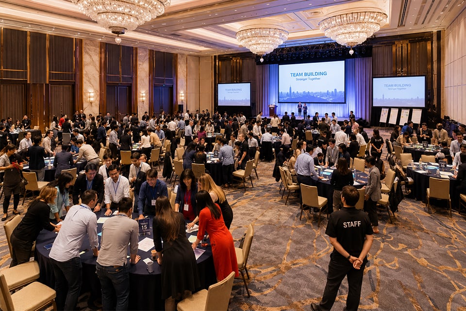 Large-group corporate team building event in Tokyo with over 100 participants