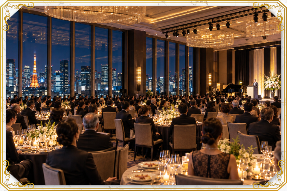 People gathering at a venue in Tokyo